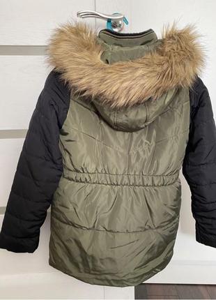 Курта зимова дитяча для дівчинки, колір хакі7 фото