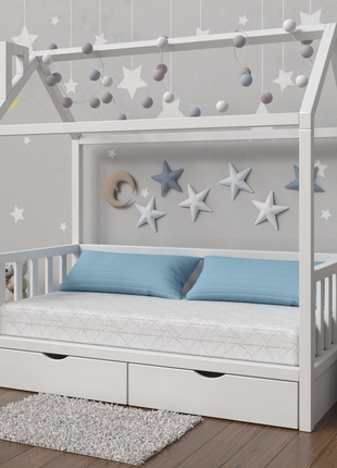 Дитяче ліжко будиночок з шухлядами для білизни із масиву 190х90см