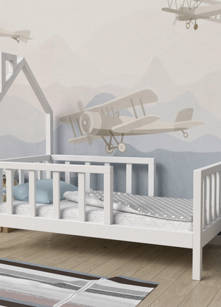 Дитяче ліжко з підголів’ям будиночком із масиву вільхи 170х90см