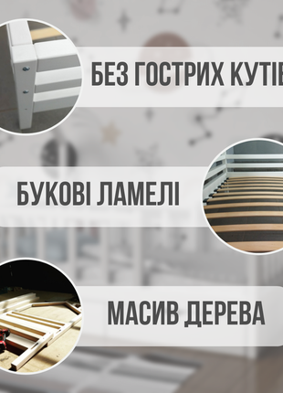 Дитяче ліжко з підголів’ям будиночком і шухлядами 190х90см3 фото