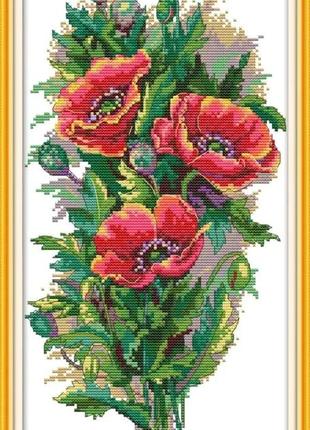 Набор для вышивания крестиком по нанесённой на канву схеме  "a bunch of flowers ".aida 14ct printed, 22*41 см