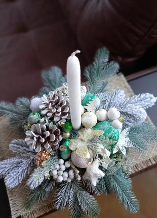 Крафтовий новорічний підсвічник для святкового столу