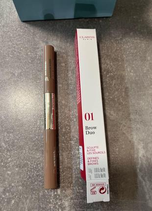 Clarins brow duo 2in1 01 гелева туш і кремова пудра для скульп