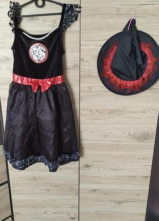 Детское платье ведьма, принцесса, стервелла де виль, злодейка на 9-10 лет на хеллоуин