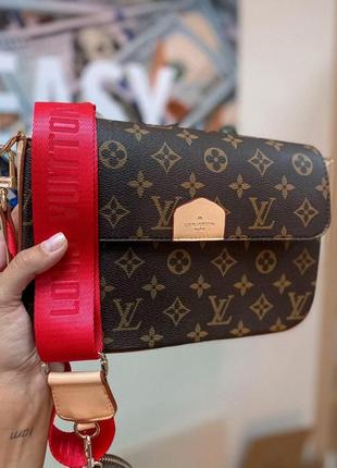 Сумка женская louis vuitton коричневая/красная (луи виттон, сумочка, клатч, кошелек)2 фото