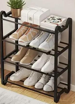 Підлогова полиця для взуття на 4 яруси shoe rack чорний