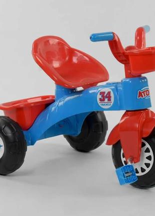 Велосипед трехколесный pilsan 07-169 красно-синий, пластиковые колеса с прорезиненой накладкой