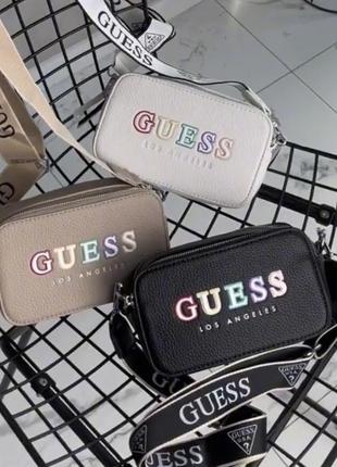 Жіноча брендова сумка guess, сумка гесс, сумка через плече, сумка з логотипом, сумка на ремінці