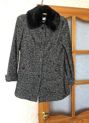 Пальто весна осень черно-белое