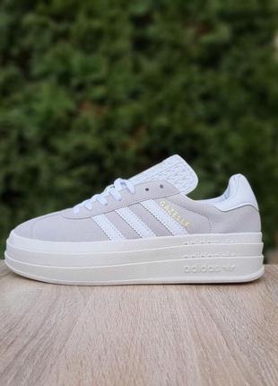 Жіночі кросівки | adidas gazelle bold | сіро-бежеві | замша, :40