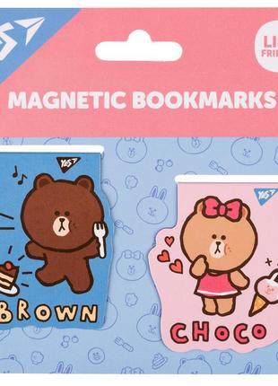 Закладки магнітні yes line friends brown and choco, 2шт