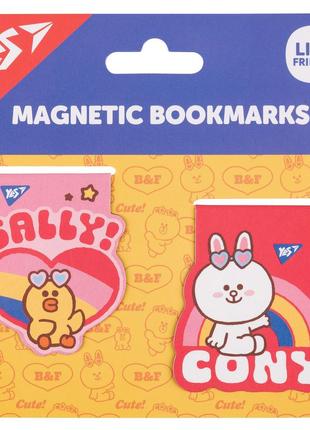 Закладки магнітні yes line friends sally and cony, 2шт