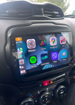 Магнітола jeep renegade, bluetooth, usb, gps, carplay, wifi, 4g