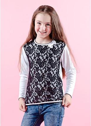 Блузка трикотажная с гипюром