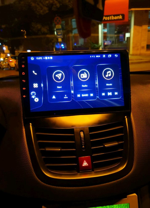 Магнітола peugeot 207, bluetooth, usb, gps, wifi, android 7
