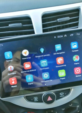 Магнітола hyundai accent, bluetooth, usb, gps, wifi, android