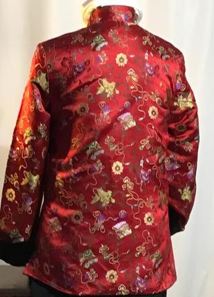 Винтаж, жакет шелковый ручной работы, пиджак в китайском стиле двустороний, 100% шелк6 фото