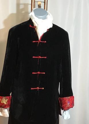 Винтаж, жакет шелковый ручной работы, пиджак в китайском стиле двустороний, 100% шелк7 фото