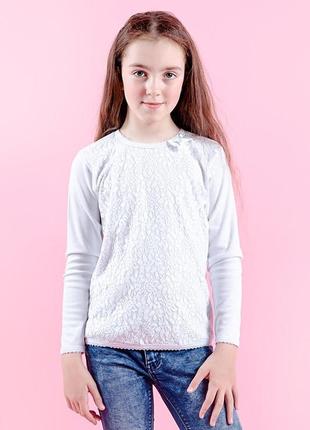 Блузка школьная джемпер длинный рукав гипюр