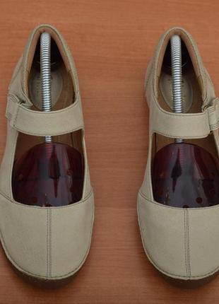 Кожаные бежевые балетки, босоножки, туфли на липучке clarks, 38 размер. оригинал4 фото