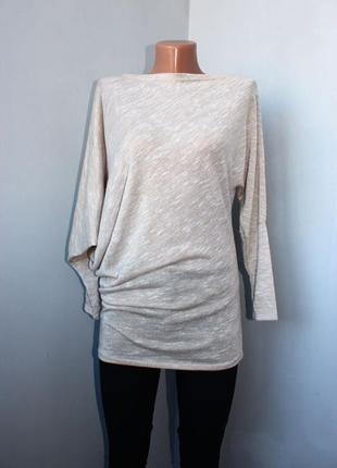 Свитшот кофточка асимметричная бежевый меланж с легким люрексом, италия