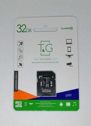 Карта памяти t&g microsd 32gb (class 10) + sd адаптер