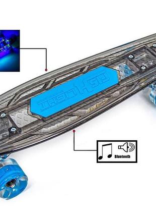 Музыкальный пенни борд penny "fish skateboard original" black светящиеся колеса