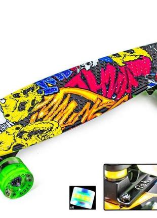 Penny board "fish" joker светящиеся колеса