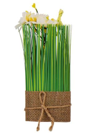 Пасхальная композиция «желтые цветы», 20 см, декор на пасху