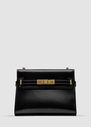 Женская сумочка saint laurent мини кожаная черная 19 х 14 х 4.5 см