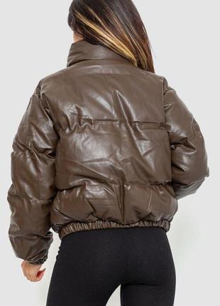 Куртка женская из эко-кожи на синтепоне 129r075, цвет темно-коричневый3 фото