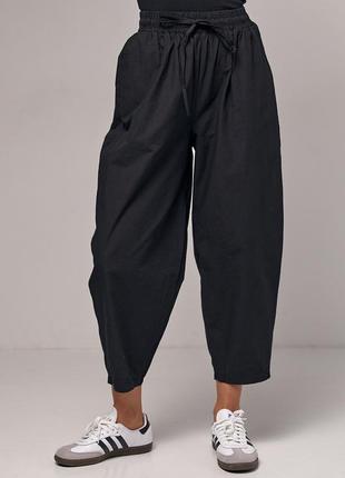Женские штаны-бананы с карманами - черный цвет, s (есть размеры)