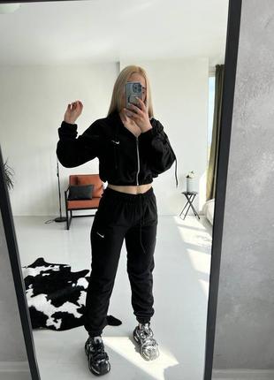 Костюм 2-ка из лого футбольний nike / укороченная зепка + джоггеры