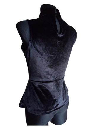 Черный топ новый блуза чепурный велюровый с баской guess р.м.