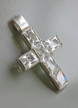 Срібний хрест з фіанітами 925 проби 10 грамів1 фото
