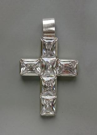 Срібний хрест з фіанітами 925 проби 10 грамів2 фото