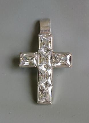Срібний хрест з фіанітами 925 проби 10 грамів4 фото