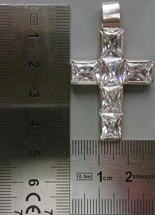 Срібний хрест з фіанітами 925 проби 10 грамів7 фото
