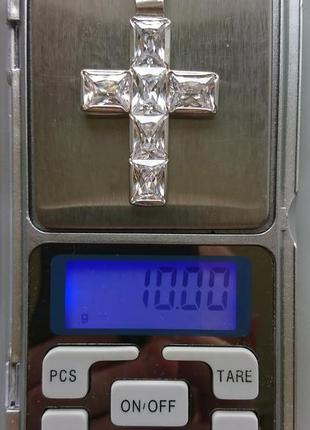 Срібний хрест з фіанітами 925 проби 10 грамів8 фото
