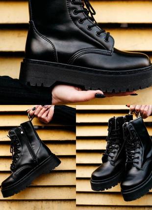 ❄️🖤dr. martens jadone black🖤❄️ботинки женские мартинс на платформе зимние с мехом, чёрные10 фото