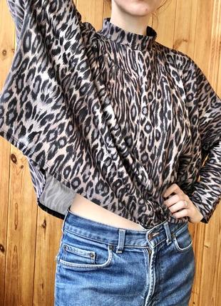 Zara лонгслив леопардовый принт кофта свободный крой леопард ягуар4 фото
