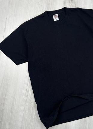 Черная базовая однотонная футболка свободного фасона плотный материал2 фото