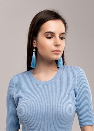 Класичні сережки кисті з металевої бусиною