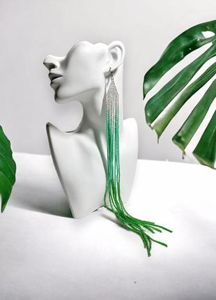 Довгі мінімалістмчні сережки китиці з чешського бісеру