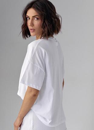 Женская футболка oversize с надписью you - белый с красным цвет, l (есть размеры)2 фото