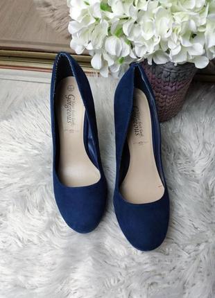 Туфли на каблуке лабутены высокие замшевые синие2 фото