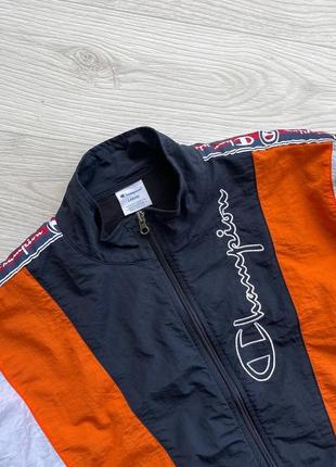 Шикарная куртка ветровка champion reverse weave vintage taped nylon track jacket multicolor4 фото