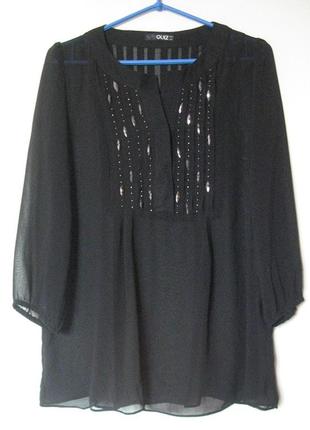 Блуза черная шифон с камешками