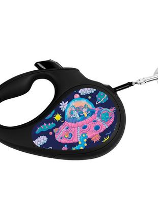 Поводок-рулетка для собак waudog r-leash, рисунок "рик и морти 1", xs, до 12 кг, 3 м, светоотражающая лента