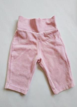 Плюшеві рожеві штани дитячі штанці велюрові бархатні розові пудрові для дівчинки немовля малюка дитячі новонароджених